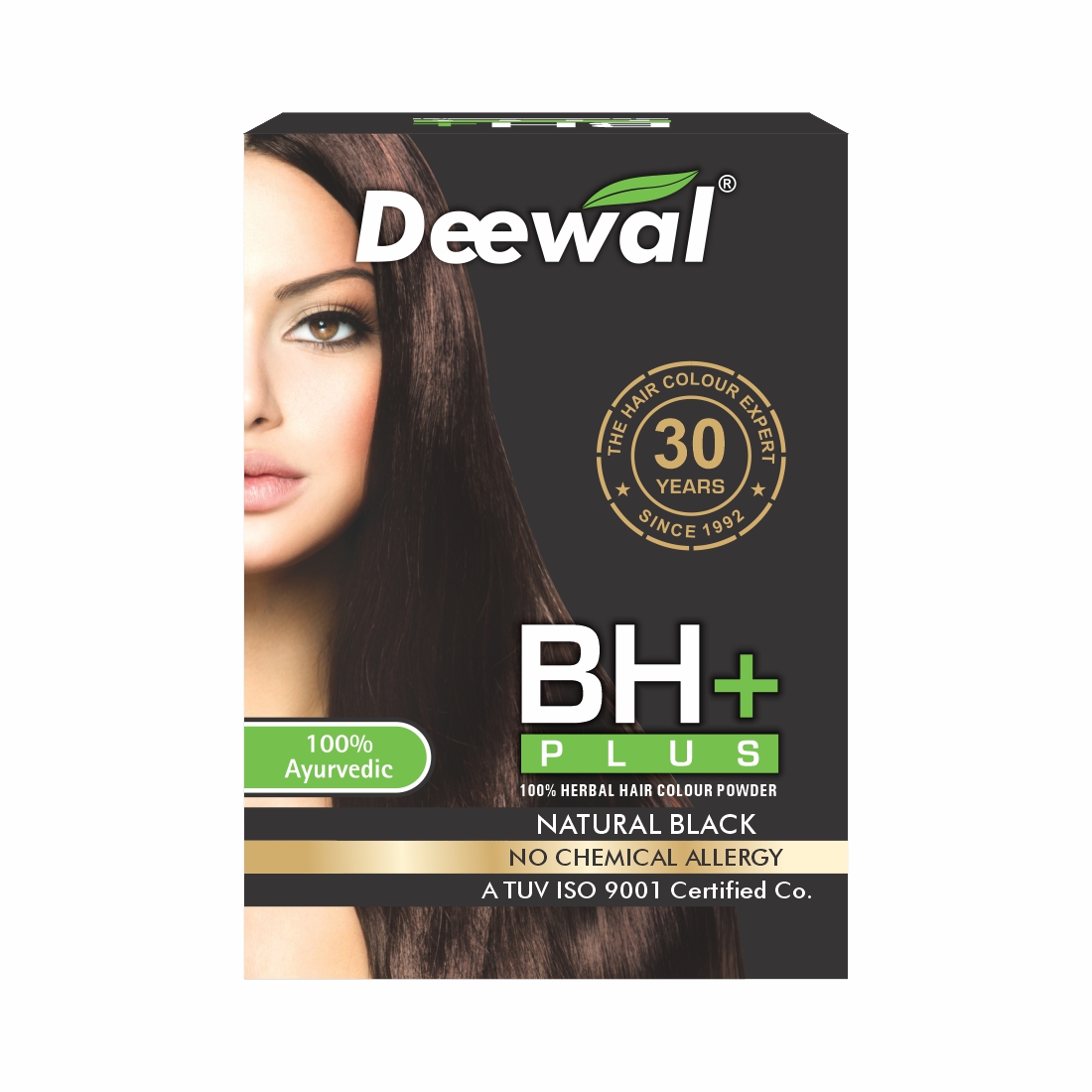 Deewal BH+ Plus 100% Chemical Free Hair Colour Powder (Natural Black) - The  Nature Pure